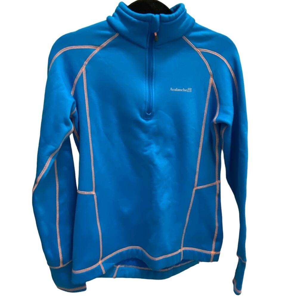 Avalanche 1/4 Zip Workout Jacket Outdoor Stretchy Light Blue with Pink Stitches